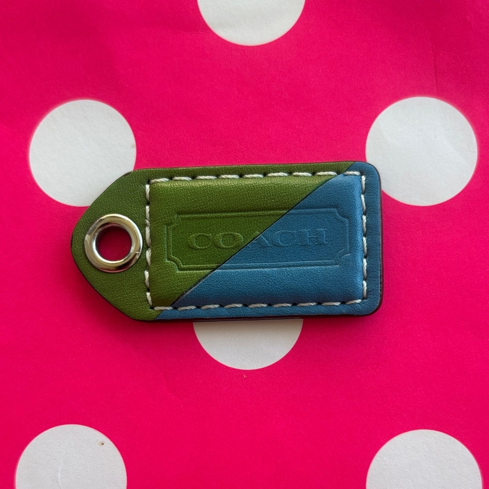 Coach Hangtag RARE Green and Sky Blue Leather Tag